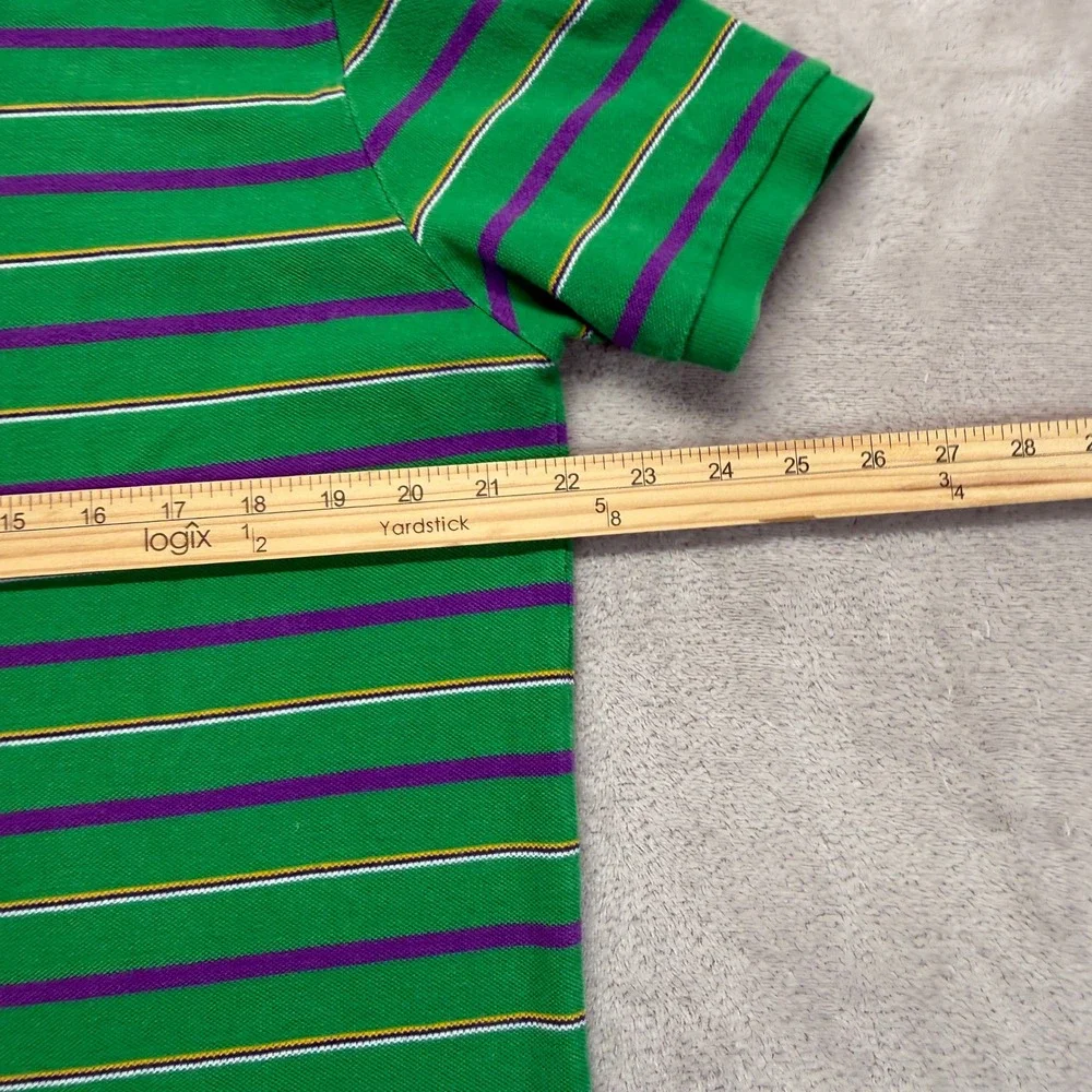 Polo by Ralph Lauren Green Striped Polo with Purple and Yellow Accents